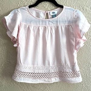 Old Navy Light Pink Girls Flutter Sleeve Blouse